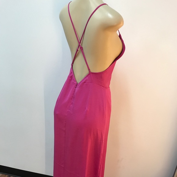 ‼️ Silky Fushia Maxi Dress Criss Cross Straps - Picture 5 of 5